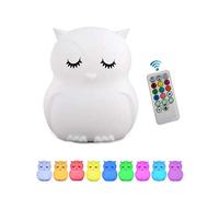Tianhaixing Veilleuse Hibou Enfant Multicolore LED Rechargeable 9 Couleurs avec Télécommande et Tactile Dimm