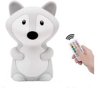 Tianhaixing Veilleuse rechargeable en silicone souple en forme d'animal, ajustez la luminosité et 9 couleurs via le contrôle tactile et la télécommande, convient aux enfant/adultes (grande Renard)