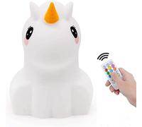Tianhaixing Veilleuse rechargeable en silicone souple en forme d'animal, ajustez la luminosité et 9 couleurs via le contrôle tactile et la télécommande, convient aux enfant/adultes (grande Licorne)