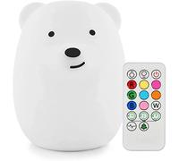 Tianhaixing Veilleuse rechargeable en silicone souple en forme d'animal, ajustez la luminosité et 9 couleurs via le contrôle tactile et la télécommande, convient aux enfant/adultes (grande Ours)