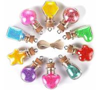 Tianher 10 pcs mini bouteilles en verre avec bouchon,mini bouteilles à souhait,petite fiole en verre avec bouchons en liège & corde,petites bouteilles pour décoration d'arbre de noël DIY décoration