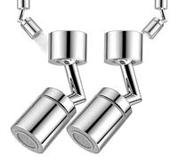 TIANLIN 2 Pièces 720° M22 Mousseur de Robinet avec Deux Types de Jet, pour Robinets de Cuisine et de Salle de Bain, avec Adaptateur pour Filetage Externe M22 et Filetage Interne M24, Argenté