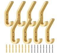 TIANLIN 8 Pièces Patere Murale Bois en Chêne Massif 155 mm - Bois Solide Traité Anti-Humidité, Charge 10 kg, Design Lisse Poli à la Main - Pour Entrée, Salle de Bain, Cuisine, Chambre