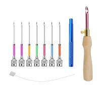 TIANLIN Kit Punch Needle, Aiguilles Broder Têtes Interchangeables, 7 Tailles Réglable Aiguilles à Poinçonner Manche Bois avec Boîte, pour Débutants Fil Broder Point Croix