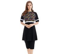 TianMaiGeLun Maillot de Bain 2 pièces élégant à Manches Courtes Burkini Surf - Noir - 4X-Large