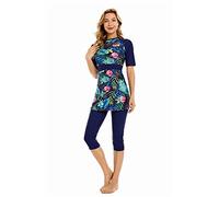 TianMaiGeLun Modeste Maillot de Bain Femmes Rash Guard Manches Courtes Maillots de Bain modestie Maillot de Bain Costume de Surf Burkini (L, T7)