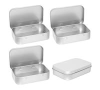 TIANNAIT 4 pièces de boîte de fer de stockage monobloc en aluminium, conteneur de stockage rectangulaire en métal, boîte de fer pour petits objets de stockage en aluminium domestique