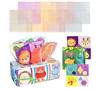 TIANNAIT Kit de jeu sensoriel - Boîte à mouchoirs en coton indéchirable pour enfants - Contient 3 papiers crépitants et 8 écharpes colorées pour exercer la coordination œil-main.