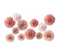 TIANNAIT Lot de 12 boules de fleurs en papier pour mariage, anniversaire, fête prénuptiale, fête féminine, décoration de fond, 30,5 cm, rose