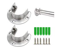 TIANNAIT Lot de 2 Supports de Tringle à Bride en Acier Inoxydable, Support de Tringle Rond en Forme de U, Accessoires de Tringle de penderie, pour Placard, Armoire, Tringle à Rideaux de 25 mm