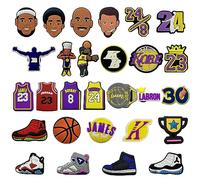TIANNAIT Lot de 28 décorations de chaussures NBA - Imprimé crocodile - Décoration à faire soi-même - Cadeaux de fêtes - Pour chaussures de plage, sabots (28 styles), Polychlorure de vinyle