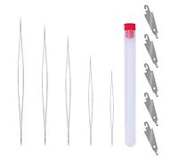 TIANNAIT Lot de 5 aiguilles à perles en acier inoxydable et 5 aiguilles à crochet en fer argenté à pointe fine avec flacon transparent pour la fabrication de bijoux