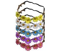 TIANNAIT Lot de 5 bandeaux floraux, couronnes de marguerites, accessoires de cheveux, multicolores, pour femmes et filles, couronne de marguerite pour mariage