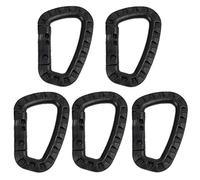 TIANOR Lot de 5pcs D Ring Molle Tactique Sangle Boucle De Verrouillage Mousqueton pour Camping Randonnée Mousqueton Clip (Noir)