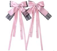 TIANQUXNGI 1 paire de barrettes à cheveux avec nœuds en ruban, couleurs unies, accessoires élégants pour femmes