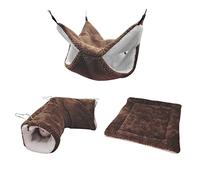 TIANQUXNGI Coussin moelleux pour petits animaux nid en peluche cabane chaude hamac tunnel petit animal de compagnie lit d'hiver lot de 3