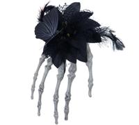 TIANQUXNGI Serre-tête accrocheur en forme de tête de mort avec roses en dentelle Accessoire à cheveux pour fêtes costumées