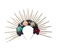 TIANQUXNGI Serre-tête rond à cinq branches avec boucle en forme d'étoile - Couronne dorée - Accessoires pour cheveux - Pour Halloween, Comme décrit