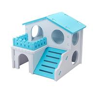 TIANQUXNGI Villa en bois pour hamster à 2 étages pour petits animaux de compagnie, cachette pour gerbilles, chinchillas, cochons d'Inde, petits animaux