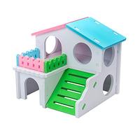 TIANQUXNGI Villa en bois pour hamster à 2 étages pour petits animaux de compagnie, cachette pour gerbilles, chinchillas, cochons d'Inde, petits animaux