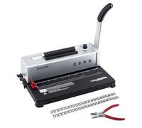 TIANSE Relieuse à spirales manuelle avec insert de bobine électrique, convient pour format lettre/A4/A5 avec 100 reliures en plastique de 1,6 cm et une pince