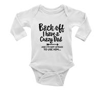 tiansiaben Back Off I Have A Crazy Dad Body à manches longues pour annonce de naissance de bébé, c-blanc, 9-12 Months