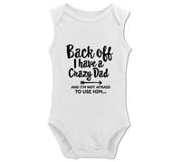 tiansiaben Back Off I Have A Crazy Dad Body à manches longues pour annonce de naissance de bébé, Couleur : blanc., 6-9 Months