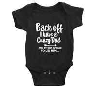 tiansiaben Back Off I Have A Crazy Dad Body à manches longues pour annonce de naissance de bébé, D-black, 3-6 Months