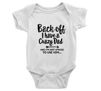 tiansiaben Back Off I Have A Crazy Dad Body à manches longues pour annonce de naissance de bébé, d-blanc, 9-12 Months