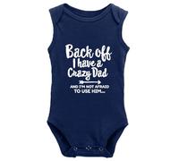 tiansiaben Back Off I Have A Crazy Dad Body à manches longues pour annonce de naissance de bébé, W-Navy, 3-6 Months