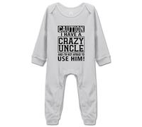 tiansiaben Body amusant pour nouveau-né avec inscription « Caution I Have a Crazy Uncle », Gris H, 3 mois
