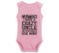 tiansiaben Body amusant pour nouveau-né avec inscription « Caution I Have a Crazy Uncle », I-rose., 3 mois