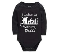 tiansiaben Body pour bébé « I Listen to Metal with My Daddy » en coton bio pour nouveau-né Blanc 0-24 mois, Noir 1, 12 mois