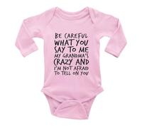 tiansiaben Body une pièce à manches longues Be Careful What You Say To Me My Grandma Crazy Baby Creeper, c-rose, 6-9 Months