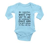tiansiaben Body une pièce à manches longues Be Careful What You Say To Me My Grandma Crazy Baby Creeper, Bleu C, 9-12 Months