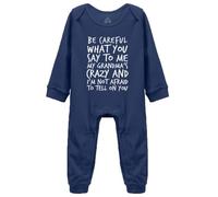 tiansiaben Body une pièce à manches longues Be Careful What You Say To Me My Grandma Crazy Baby Creeper, Bleu marine, 3-6 Months