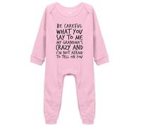 tiansiaben Body une pièce à manches longues Be Careful What You Say To Me My Grandma Crazy Baby Creeper, K-rose., 18-24 Months