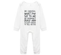 tiansiaben Body une pièce à manches longues Be Careful What You Say To Me My Grandma Crazy Baby Creeper, K-white, 12-18 Months