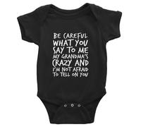 tiansiaben Body une pièce à manches longues Be Careful What You Say To Me My Grandma Crazy Baby Creeper, D-black, 12-18 Months