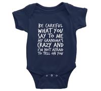 tiansiaben Body une pièce à manches longues Be Careful What You Say To Me My Grandma Crazy Baby Creeper, Bleu marine, 6-9 Months
