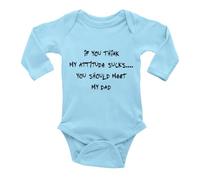 tiansiaben Body unisexe pour bébé « If You Think My Attitude Sucks You Should Meet My Dad », Bleu C, 3-6 Months