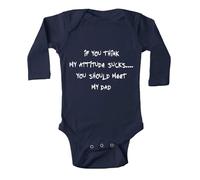 tiansiaben Body unisexe pour bébé « If You Think My Attitude Sucks You Should Meet My Dad », Bleu marine, 9-12 Months