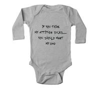 tiansiaben Body unisexe pour bébé « If You Think My Attitude Sucks You Should Meet My Dad », c-gris, 9-12 Months