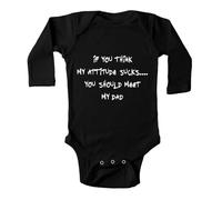 tiansiaben Body unisexe pour bébé « If You Think My Attitude Sucks You Should Meet My Dad », c-noir, 3-6 Months