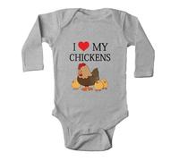 tiansiaben Chickerns Mom Love Chickens Body humoristique à manches longues pour annonce de naissance de bébé, Gris C, 18-24 Months