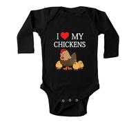 tiansiaben Chickerns Mom Love Chickens Body humoristique à manches longues pour annonce de naissance de bébé, c-noir, 3-6 Months