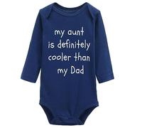 tiansiaben Grenouillère à manches longues avec inscription « My Aunt Is Definitely Cooler Than My Dad » pour bébé, Bleu marine, 6-9 Months