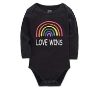 tiansiaben LGBT Pride Love Wins Body arc-en-ciel pour garçon et fille, Noir L, 3 mois