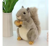 TIANSTON Simulation Écureuil Peluche Jouet Mignon Écureuil Oreiller en Peluche Animal Poupée Chambre Décoration pour Enfants Cadeau D’Anniversaire 20cm Gris