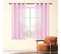 TIANTMIN Rideau Voilage Fenetre 240 x 240 cm avec Oeillets Voile Rideau Voilage Élégants Décoration pour Salon, Chambre à Coucher et Cuisine, Rose